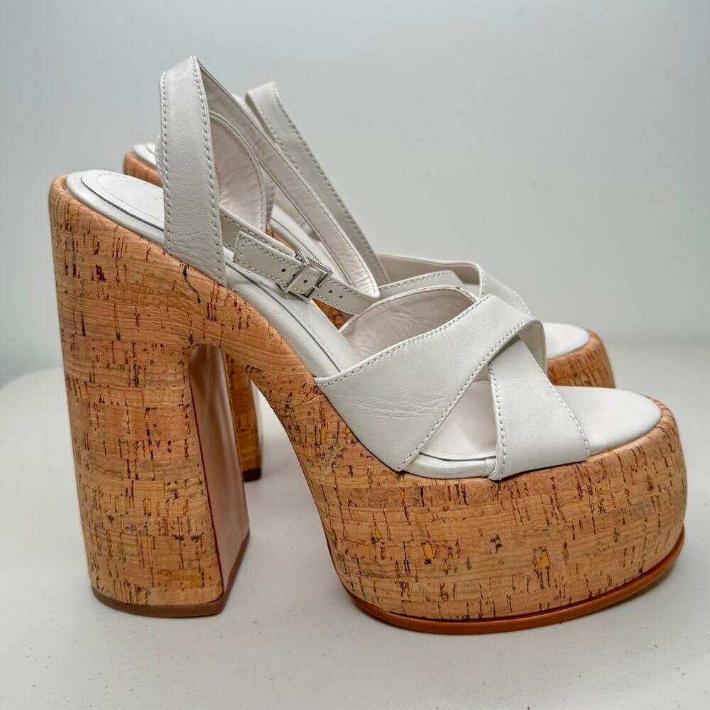 NEW Schutz Pattie Cork Sandal Pump Heels Platforms, Pearl White, 9.5